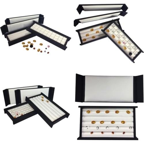 Loose Diamond Display Super Pu Leather Gem Stone Storage Case Box with Magnetic Gemstone Jewelry Beads Holder Organizer