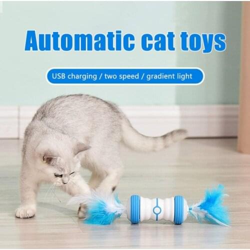 Automatic Feather Cat Toys for Indoor Cat Two Speed Self-Rotating Interactive Cat Toy Rechargeable Electric Cat Toy