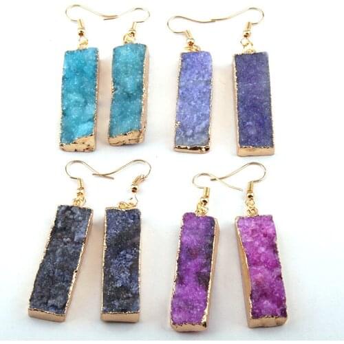 Free shipping Fashion Natural Stones Druzy Pendant Earring For Women