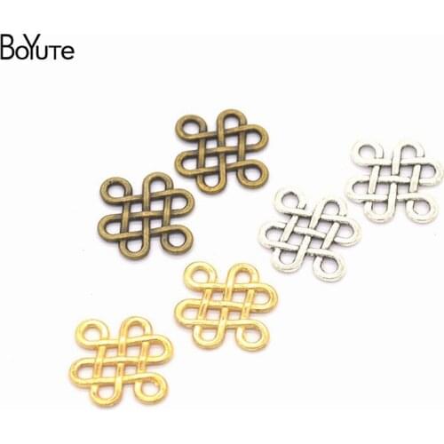 BoYuTe (100 Pieces/Lot) Metal Alloy 14*14MM Chinese Knot Connector Charms Pendant Vintage Diy Jewelry Accessories Wholesale