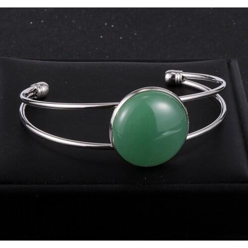 Unique Natural Stone Cuff Bracelet For Women 2.5cm Top Grade Round Turquoises Pink Crystal Gem Stone Wrap Bangle Bracelets