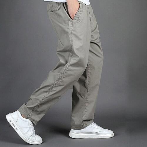 Spring and summer Men Trousers Casual Solid Color Cargo Pants Loose Joggers Elastic Fitness Running Pants Straight Overalls