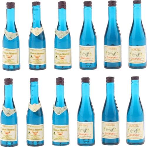 Dollhouse Beer Champagne Bottles Bulk (12 Pieces), 1:12 Scale Kitchen/ Dining Room/ Living Room/ Fairy Garden Life Scenes Decor