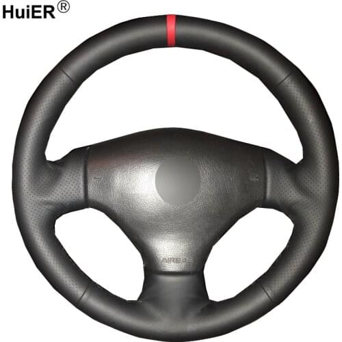 HuiER Hand Sewing Car Steering Wheel Cover For Peugeot 206 2003 2004 2005 2006 Braid on the Steering-Wheel Car Accessories