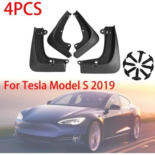 4PCS Black Car Front & Rear Mud Flaps Splash Guard For Tesla Model S 2019 + Screws