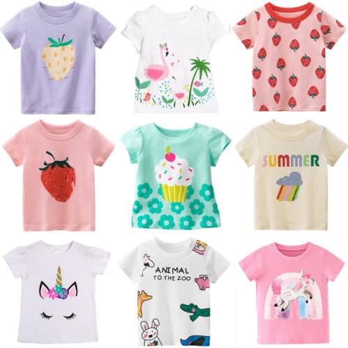 Kids 2021 Summer T Shirt for Girls Comfortable Lovely Toddler Short Sleeve Clothes New Arrival Cartoon Cotton T-Shirt