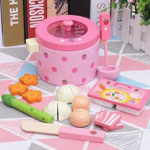 Kids Wooden Simulation Kitchen Toys Kitchen Cutlery Set Strawberry Vegetable Fondue Pretend Play Intellectual Gifts