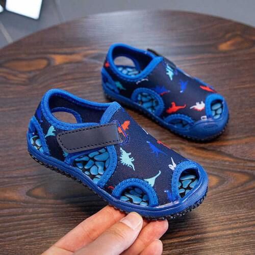 Children summer sandals baby new soft sole cute cartoon dinasour sandals little girls fashion shoes boys breathable sports shoes