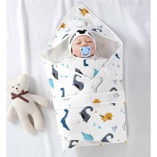 Baby Swaddle Blankets Cotton Muslin Swaddling Wraps Adjustable Infant Cotton Clothes Newborn Months Girls Boy Ideal Sleeping Bag