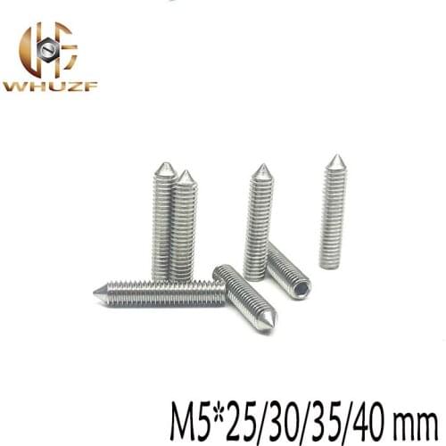 DIN553 M5*25/30/35/40 mm 304 Stainless Steel Tip Tightening Screws Headless Screws Top Wire Set Screws Machine Meters