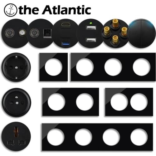 L1 Series- EU French Power Socket Switch USB RJ45 HDMI-compatible Function Module Frame DIY Free Combination Black Glass Spain