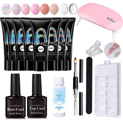 Crystal Nail Gel Kit Quick Building Poligel Nail Gel Nail Polish For Nail Extensions Acrylic Gel Polish Nail Art For Beginners