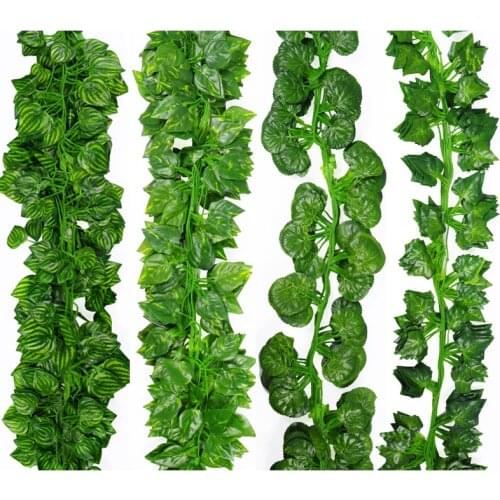 2M Long Simulation Plants Green Ivy Leaf Fake Grape Vine Artificial Flower String Foliage Leaves Home Wedding Garden Decoration