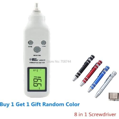 Pocket Vibrometer, Pen Vibration Meter Tester Gauge Analyzer Measure Precision Sensitivity Accelerometers Smart Sensor AS63D