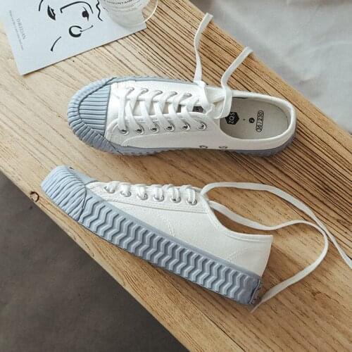 2019 Spring Autumn New Style Women Vulcanized Solid Shoes Sneakers Ladies Lace-up Casual Shoes Breathable Walking Canvas Shoes