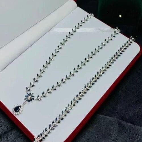 Best Polular Sapphire Pendant Natural and Real Sapphire Necklace and bracelet 925 Sterling Silver Fine Jewelry Sapphire Pendant