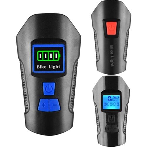 Multi-Purpose Bicycle Front Light Set USB Rechargeable Headlight With Speedometer Horn LED Bike Lamp Cycling FlashLight