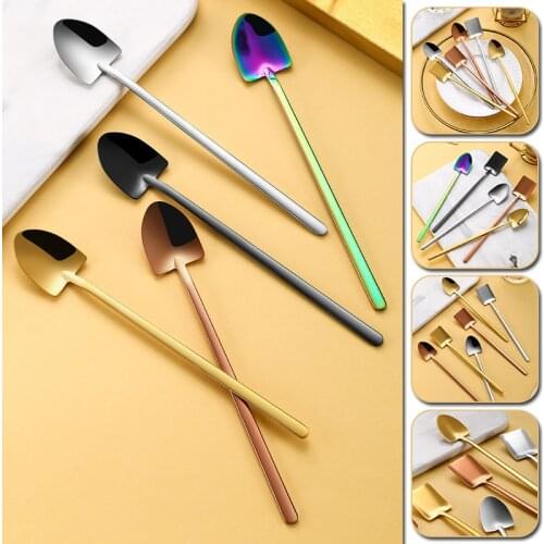 Fashion Shovel Coffee Spoon Ice Cream Dessert Spoon Retro Cute Long Handle Spoon Kitchen Gadget Decoration Kitchen Bar Utensils