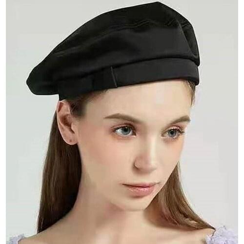 Fashion Beret Hats For Women Autumn Winter Hasp OR Bow Net Black Yarn Beanie Hat Flat Top Travel Cap Female Windproof New 2021