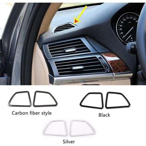2pcs ABS Car Interior Mouldings Car Front Air Conditioning Vent Frame Trim Fit For BMW X5 E70 X6 E71 2008-2013 Left Hand Drive
