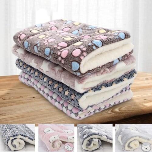 Dogs Cats Pets Mat Soft Flannel Plush Dog Blanket Mat Winter Warm Smooth Lovely Printed Kennel Puppy Kitty Cushion Pets Supplies