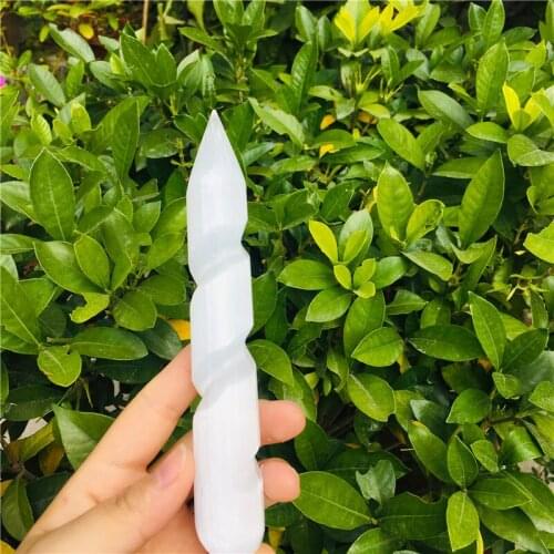 Natural selenite white stone cream massage stick gypsum crystal