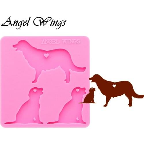 Shiny New keychain dog family mama/baby Silicone Molds DIY Jewelry Making Silicone Epoxy Resin Mold Custom mould DY0126