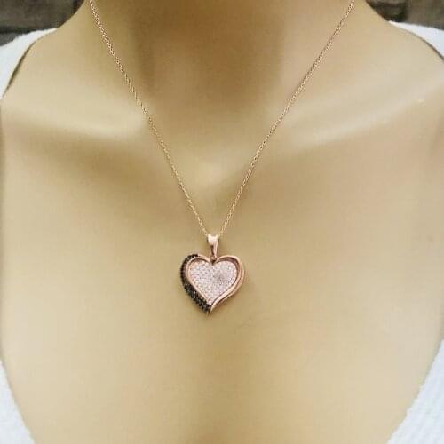 Open Hidden Heart 925 Sterling Silver Necklace Women Girls Gift Jewelry Accessories Fashion Handmade Elegant Chain