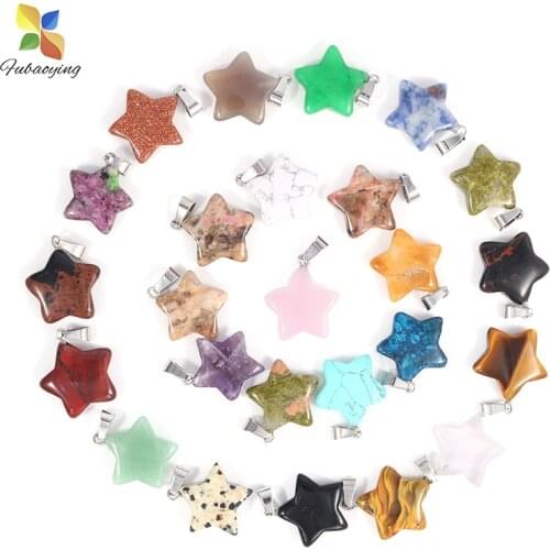 2021 Trendy Natural Stone Crystal Quartz Star Pendants Necklace Gift Wholesale 25pcs Lot Charms For Jewelry Making