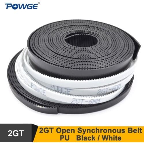 POWGE 10meters 2GT Open Synchronous Belt Belt Width=6/9/10/15mm Polyurethane With Steel Core GT2 Belt Fit GT2 Pulley 3D Printer