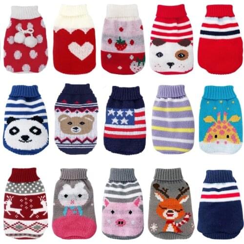 Christmas Cartoon Dog Clothes Warm Cat Sweater For Small Dogs Sweater Pet Clothing Coat Knitting Crochet Cloth Jersey Perro 30S1