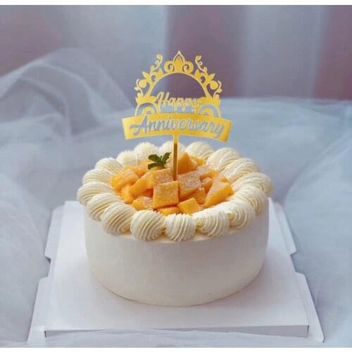 Rose Gold Anniversary Happy Acrylic Cake Toppers To Celebrate Anniversary Baking Cake Toppers for Wedding Anniversary Cake Decor