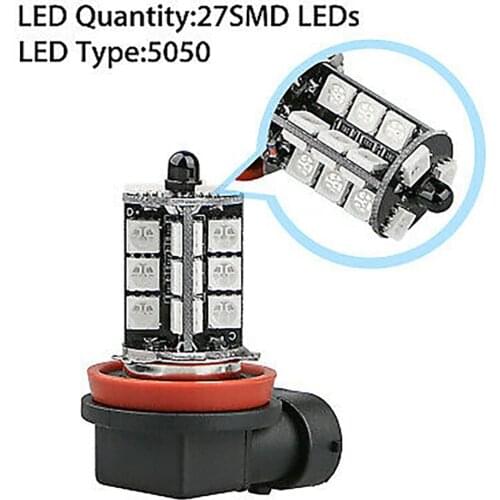 With Remote Control LED Light Bulbs H11/H9/H8 RGB Multi-Color 360 Degree Beam Angle 5050 DC 12V