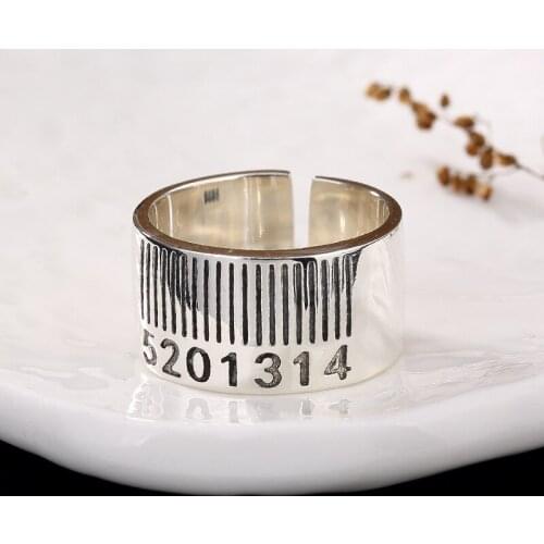 Silver Digital Bar Code, Smooth And Simple Openings, Korean Version Of Mens And Womens Silver Rings Wholesale