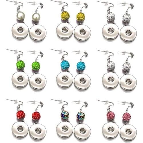 Hot Sale 030 Bohemia Cute Rhinestones 18mm Snap Button For Women Charms White K Plated Design Interchangeable Earrings Jewelry