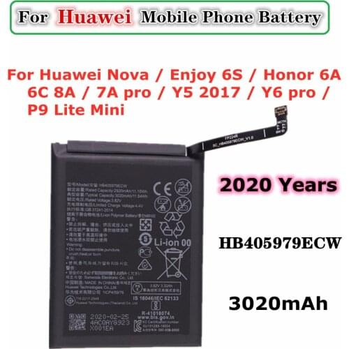 3020mAh HB405979ECW Replacement battery For Honor 6A 6C 7A 7A Pro 7S 8A Y5 Y6 Y6 Pro 2017 Huawei P9 Lite Mini Nova Enjoy 6S