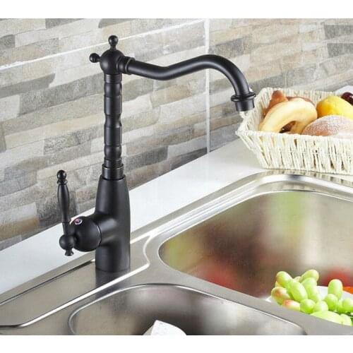 Black Oil Rubbed Bronze Antique Brass Kitchen Wet Bar Bathroom Vessel Sink Faucet Swivel Spout Mixer Tap Single Hole One Handle mnf060