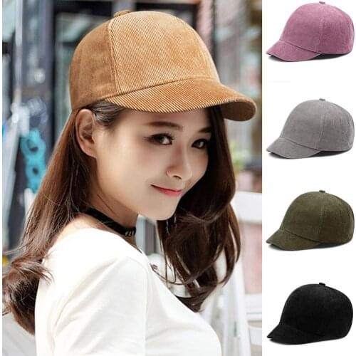 Men Women Corduroy Baseball Cap Adjustable Strap Back Winter Autumn Hats -OPK
