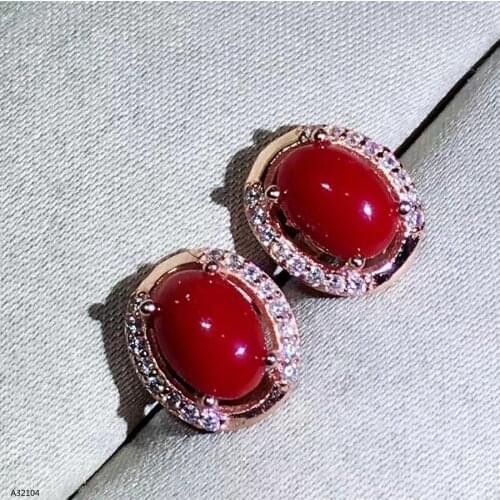 KJJEAXCMY boutique jewelry 925 sterling silver inlaid Natural Red Coral luxurious Womens earrings support detection