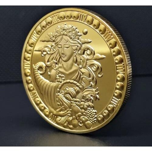 Twelve Constellation Zodiac Gold Commemorative Coins Virgo Tarot Wishing Sun God Lucky Love Medals Euro Astrology Souvenir