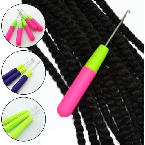1 Piece Removable Plastic Handle Crochet Hair Needle Hook Needle Sewing Tool for Hair Extensions Knitting Hair Crochet Needles
