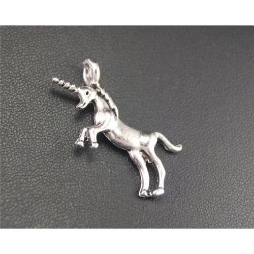 15pcs Silver Color unicorn Round Charm Pendant DIY Necklace Bracelet Bangle Findings 20x35mm A1955