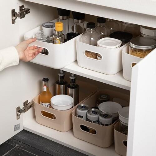 2PCS Storage Baskets Desktop Household Boxes Home Cosmetics Shelves Bathroom Kitchen Dormitory Sundries Snacks PP Organization