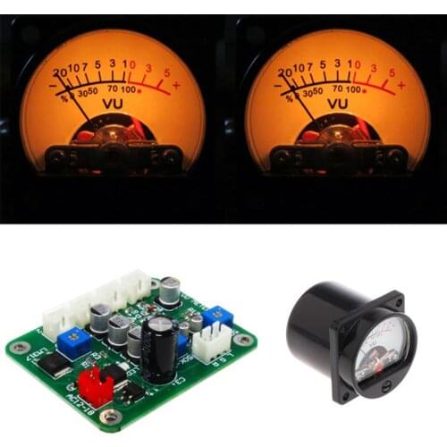 2 Pcs VU Panel Meter Warm Back Light Recording+Durable Driver Board Module+Cables