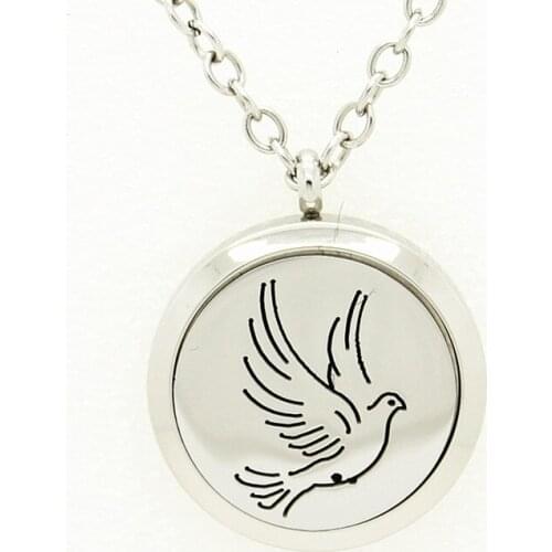 2Style Pigeon Magnetic Aromathera Locket Necklace Pendant 30MM 316L Stainless Steel Perfume Pendant With Free Pad