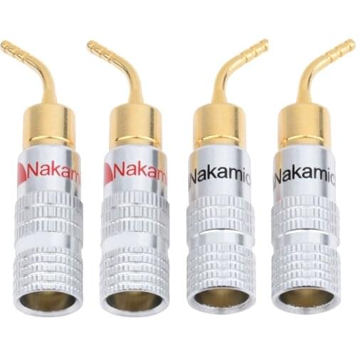 4Pcs 2mm Nakamichi Banana Plug Gold Plated Speaker Cable Pin Angel Wire Screws Lock Connector