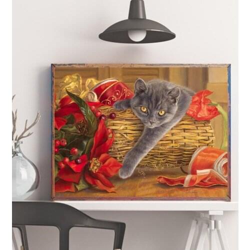 5d Diamond Painting Cat Full Drill Square Round Diamond Embroidery Rhinestones Animal Cross Stitch Wall Art