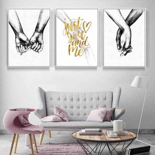 Abstract Letter Line Hand In Hand Drawing Home Decor Nordic Canvas Wall Art Simple Poster Design Prints for Living Room Bedroom