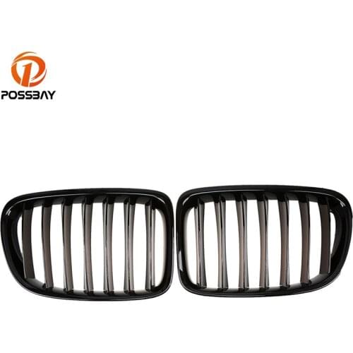 POSSBAY Car Front Center Grills for BMW X1 E84 25iX/28i/28iX/35iX 2009-2015 Shiny Gloss Black Kidney Grille Car Styling