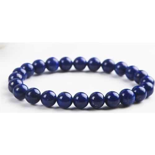 Free Shipping 8mm Unique Deep Blue Natural Lapis Lazuli Bracelet For Women Stretch Round Bead Charm Bracelet Femme